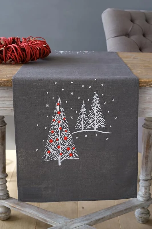 Besuche den Vervaco-Store Vervaco Stickpackung Tischläufer Sticken Set Erwachsene Vorgedruckt Weihnachtsbäume Stickläufer zum Selbersticken Vorgezeichnet Plattstich Stickset Weihnachten 38 x 138 cm Kreatives Geschenk — Küche & Haushalt