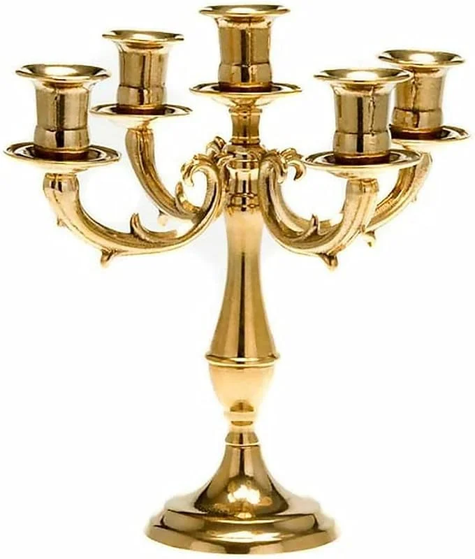 Besuche den artissimo-Store Kerzenständer Messing Kerzenleuchter Gold Kerzenhalter Höhe 28cm Mehrarmig 5 Armig Massiv Kandelaber Hochzeitsdekoration Kerzenschale Tischdekoration — Kerzenlicht Abendessen