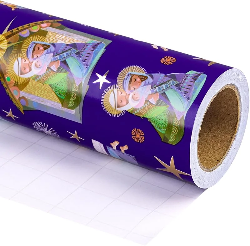 Marke: WRAPAHOLIC WRAPAHOLIC Jumbo-Weihnachtsgeschenkpapier, 76, 2 cm x 30, 5 m, Jumbo-Rolle, blauer kleiner Engel, Geschenkpapier für Weihnachten, Urlaub, Party — Geschenkverpackung