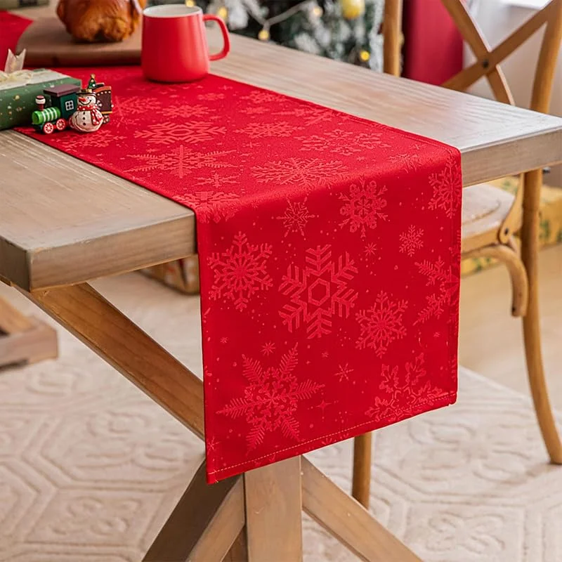 Besuche den Tarange-Store Tischläufer Weihnachten, wasserdichte Lang Rot Weihnachtstischläufer Modern, Weihnachts Tischläufer 183 x 33 cm, Rechteckige Weihnachtsläufer Tisch für Weihnachtstisch Deko (Rote Schneeflocke) — Küche & Haushalt
