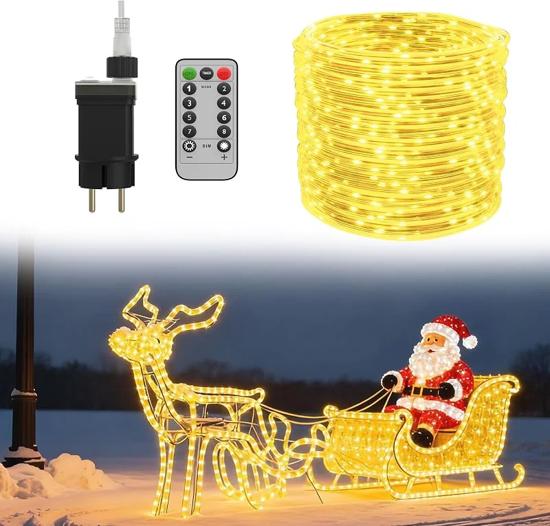 Besuche den UISEBRT-Store UISEBRT LED Lichterschlauch mit Fernbedienung, 100M Warmweiß 1000 LEDS, IP44 — Weihnachtsbeleuchtung