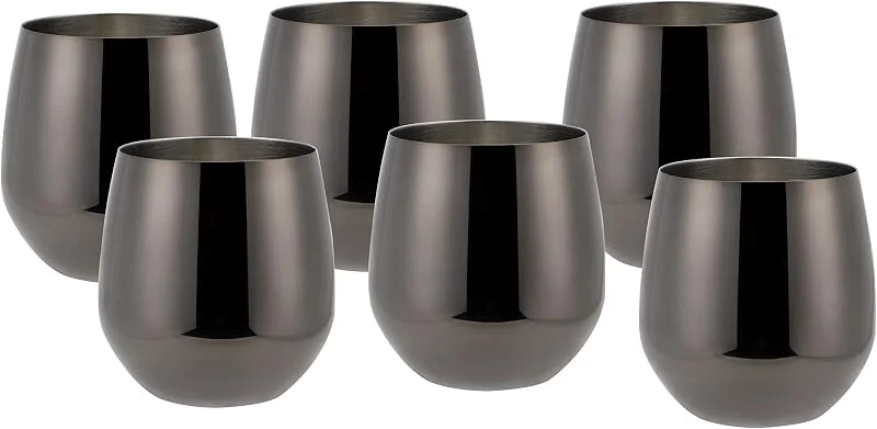 Besuche den ECHTWERK-Store ECHTWERK 6-teiliges Wein & Wasserkelch-Set aus Edelstahl, Black-Edition, 500 ml, 10 x 9, 5 cm, EW-SG-1757S — Wein und Festtafel