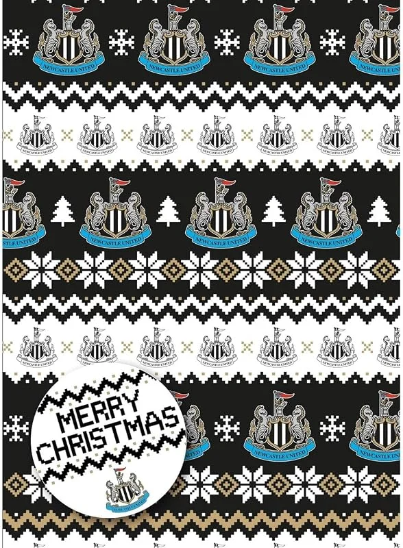 Marke: Danilo Promotions LTD Weihnachts-Geschenkpapier Newcastle FC Weihnachtsfolie für Geschenke, Fußball, 2 Bögen, 2 Etiketten — Geschenkverpackung