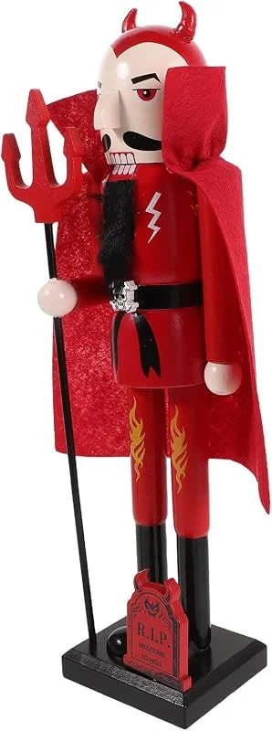 Marke: BESTOYARD BESTOYARD Holz Nussknacker Figur Vampir mit Roten Hörnern Event Dekoration — Weihnachtsdeko