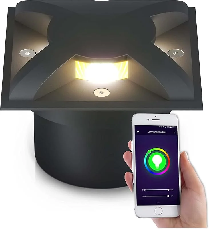 Besuche den lambado-Store lambado® Bodenstrahler außen mit RGB Farbwechsel über Alexa, Google & App - Bodeneinbaustrahler aussen mit indirektem & blendfreiem Lichtaustritt — Weihnachtsbeleuchtung