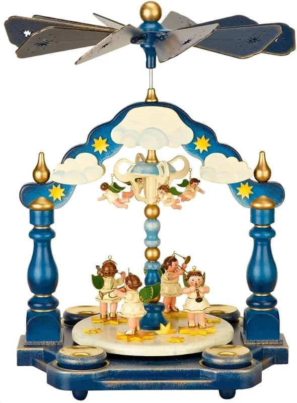 Besuche den Hubrig Volkskunst GmbH-Store Hubrig Weihnachtspyramide 1-stöckige Pyramide Engelorchester - 35 x 25cm - Original Erzgebirge Volkskunst — Weihnachtsdeko