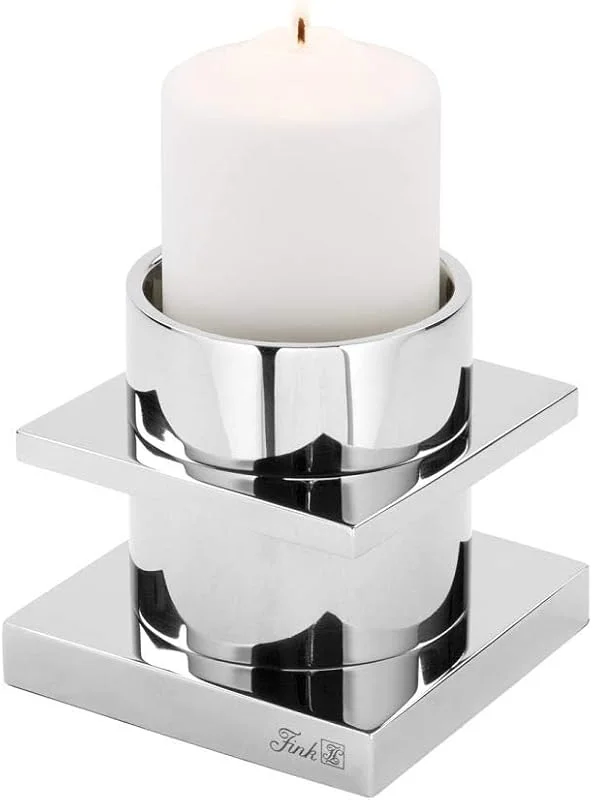 Besuche den Fink-Store Fink Memphis Stumpenhalter ø 13 cm - Höhe 12 cm Edelstahl — Kerzenlicht Abendessen