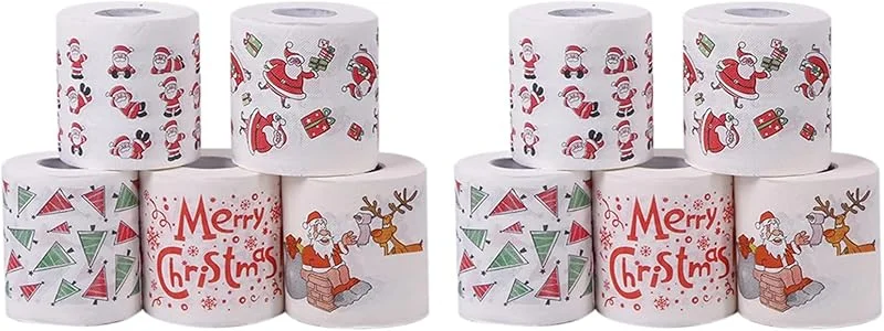 Marke: SRMAN 5 Stile Weihnachts Papierrolle Seiden Papier Handtücher Weihnachts Schmuck Weihnachten Santa Büro 10 Rolle — Geschenkverpackung
