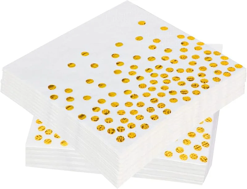 Besuche den Noa Home Deco-Store 60 Stücke Servietten Gold Dots, 3-lagig Golden Foiled Papierservietten Paper Napkins, Servietten weiß für Deko Party, Geburtstag, Hochzeit und Feiertagsfeier(33x33cm) — Advent und Tisch