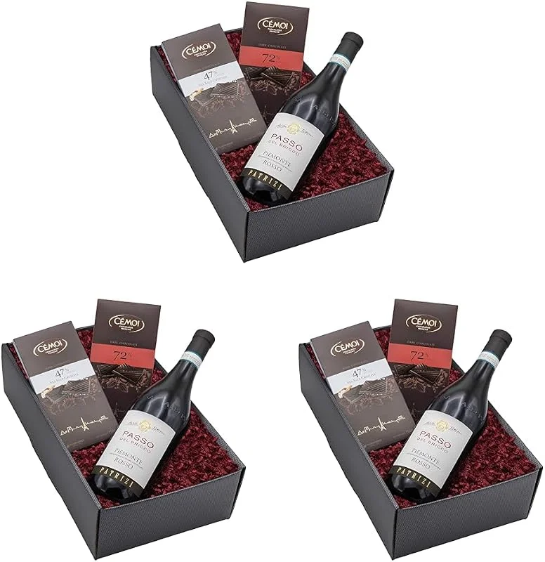 Besuche den The Wine Guys-Store The Wine Guys The Wine Guys Geschenkset „Rosso Passo“ mit Wein und Schokolade in einem schönen Geschenkkarton, Italienischer Rotwein Rosso Passo & Französische Schokoladen in Präsentverpackung — Wein und Festtafel