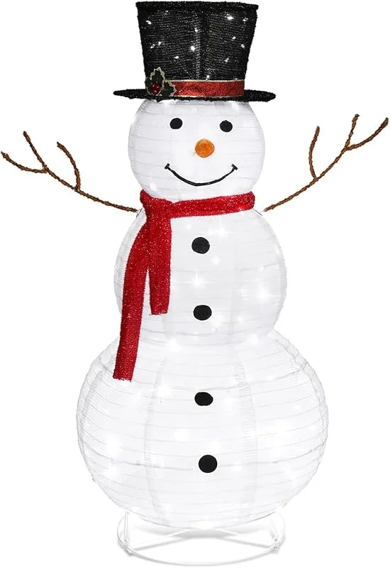Besuche den LEADZM-Store LEADZM Beleuchteter Schneemann Weihnachtsdekoration Outdoor, Wetterfeste LED Schneemann Deko außen mit 90 LED Lichtern für Garten und Haus, 120 × 60 × 60 cm