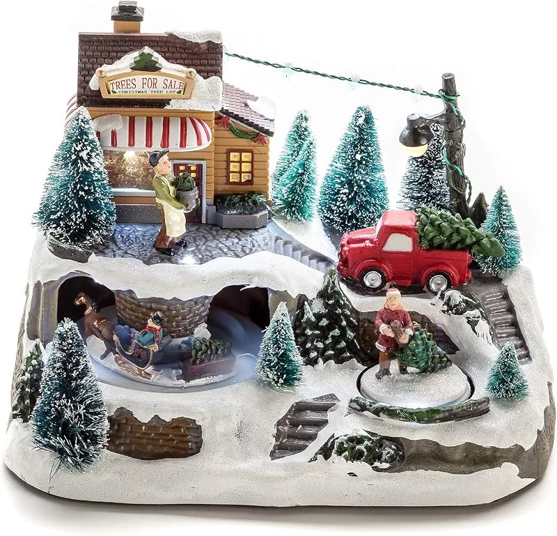 Besuche den Konstsmide-Store Konstsmide LED Szenerie Weihnachtsbaumverkauf, Animation, 8 Klassische Weihnachtslieder, wählbare Energieversorgung, 9 kalt weiße Dioden, 4.5V Innentrafo, Batterie, transparentes Kabel - 3447-000 — Weihnachtsbeleuchtung