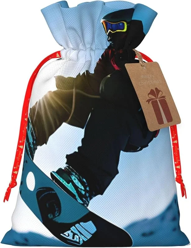 Marke: Tamiger Snowboarding Bild Druck Kordelzug Geschenktüten Weihnachten Beutel — Geschenkverpackung