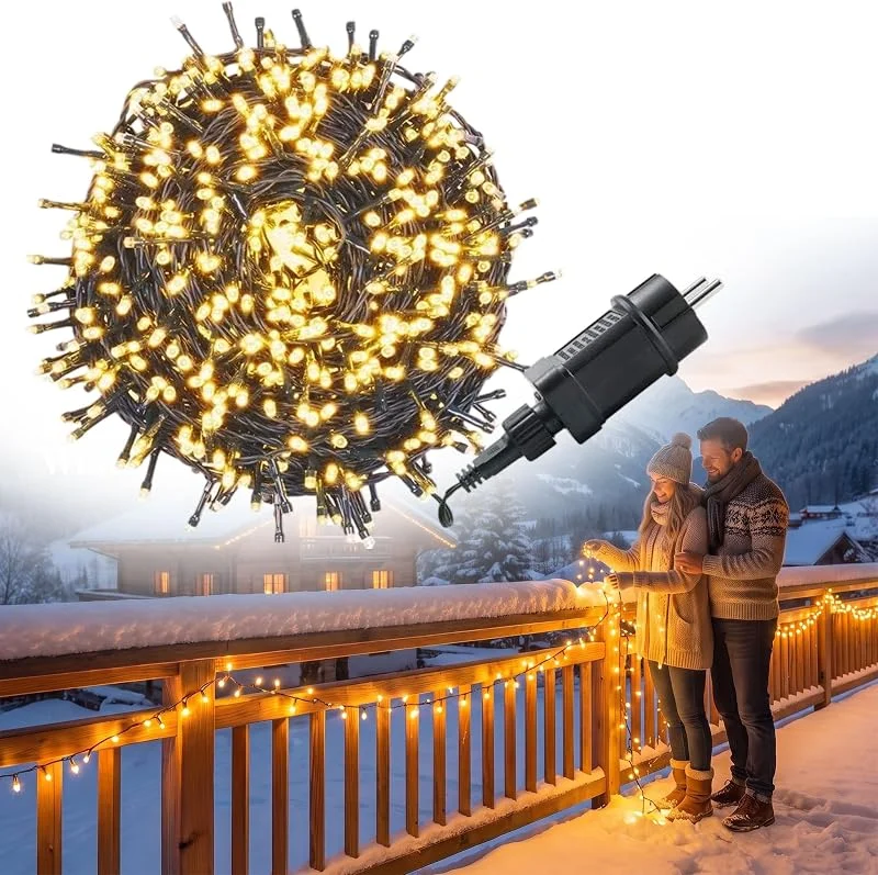 Besuche den UISEBRT-Store UISEBRT LED Lichterkette Außen 30M 300Led, Weihnachtsbeleuchtung für Außen und Innen mit 8 Modi IP44 Wasserdicht Dekoration für Garten Hochzeit Weihnachten Party, Warmweiß