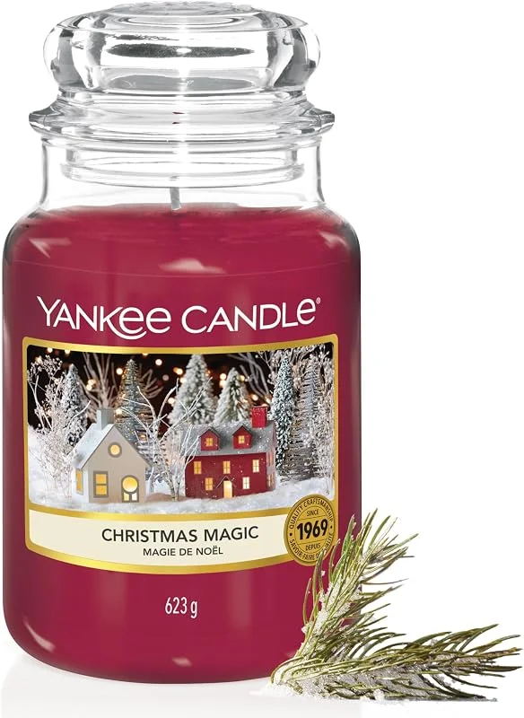 Besuche den Yankee Candle-Store Yankee Candle Duftkerze im Glas (groß), Christmas Magic, Kerze mit langer Brenndauer bis zu 150 Stunden, Perfekte Geschenke für Frauen — Kerzenlicht Abendessen