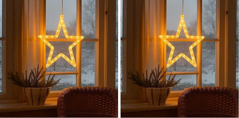 Besuche den Ideen mit Herz-Store Ideen mit Herz LED-Stern-Rahmen, 3 Stück, warmweiß, Fenster-Deko, mit Saugnapf, batteriebetrieben, inklusive Timer, 18, 7 cm x 1 cm x 18, 3 cm (Packung mit 2) — Weihnachtsdeko