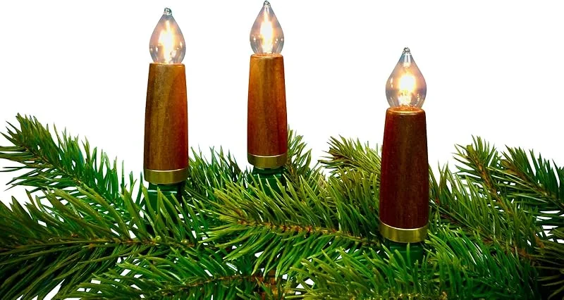 Marke: NARVA Lichterketten/ Lichtfuchs GmbH NARVA Exclusive Lichterkette mit 20 Holzschaftkerzen aus Nussbaumholz — Weihnachtsbeleuchtung