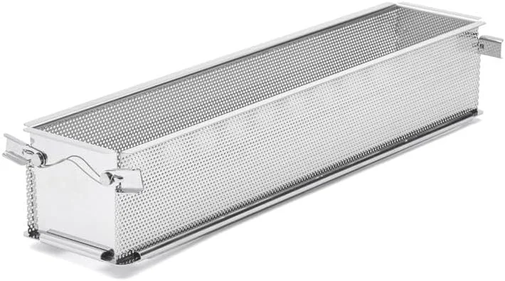 De Buyer - Rechteckige Backform zum Aufklappen aus perforiertem Edelstahl - 48 x 9 x 8, 5 cm - 3210.48, Grau — Küche & Haushalt