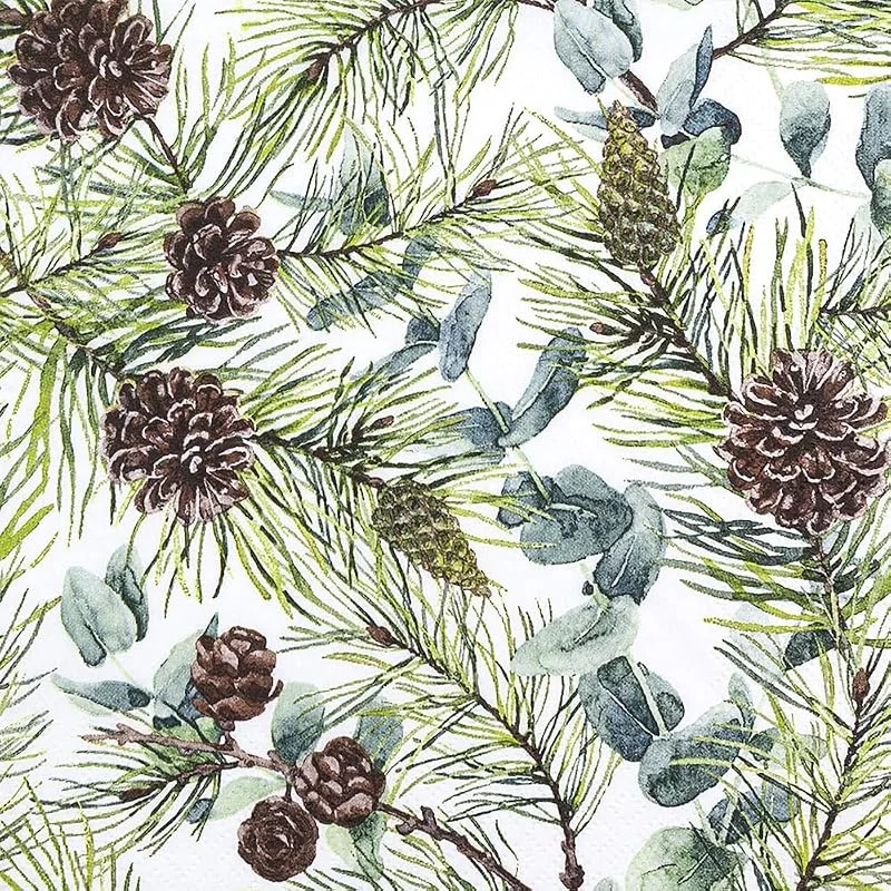 Besuche den Home Fashion-Store HOME FASHION Serviette Eucalyptus and Pine 33x33cm Wintermotiv Papier einseitig bedruckt viertel Motiv Serviettentechnik Decoupage — Advent und Tisch