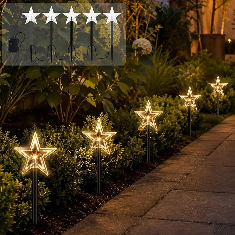 Besuche den Jaxguom-Store 5 Stück LED Garten Leuchtstäbe Stern Weihnachtsbeleuchtung — Weihnachtsdeko