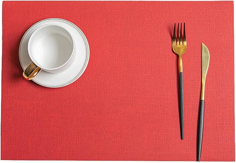 Besuche den Epinki-Store Epinki Tischsets Platzsets Abwaschbar Vintage Quadratisch, 2Pcs Set PU Leder Platzset Weihnachten Waschbar Gewebt Muster, Tischuntersetzer Esstisch Rot für Küche Hause Restaurant, 30x43CM — Küche & Haushalt