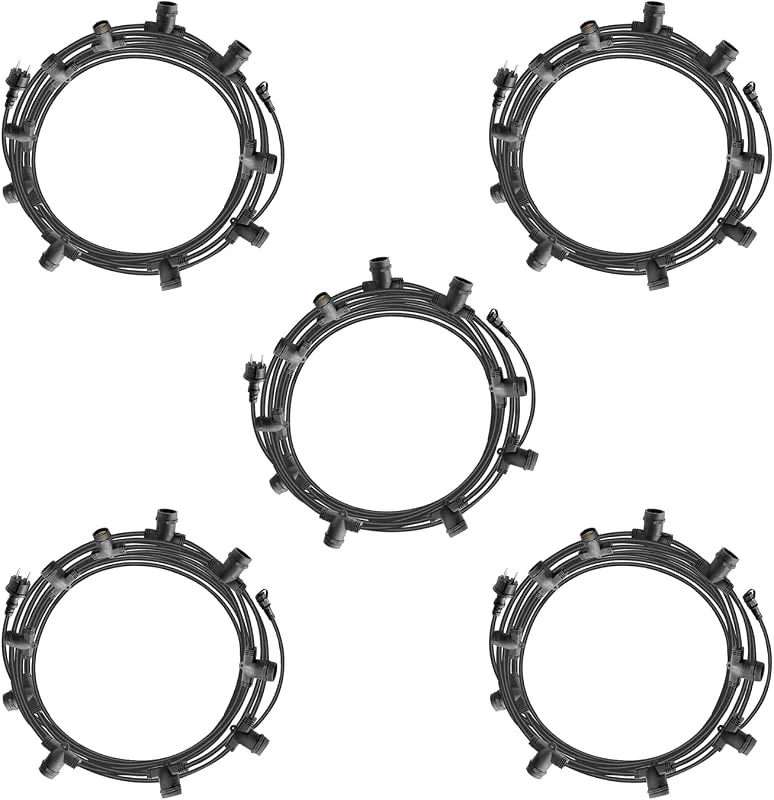 Marke: m MU Mu 50M Lichterkette Außen, Outdoor Erweiterbar Auf 1000W, (5 * 10) Lampenhalter E27 Wetterfest Ip65, lichterkette außen strom Deko für Gartenparty Hochzeit Garten Hochzeit, 5 * 10M, Schwarz — Weihnachtsbeleuchtung