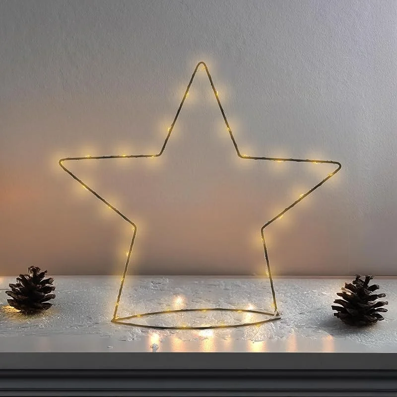 Besuche den Spetebo-Store Spetebo LED Stern Silhouette mit Timer - 35 x 34 cm - Metall Schattenbild beleuchtet mit Fernbedienung - Advent Weihnachts Deko Aufsteller warm weiß mit Timer — Weihnachtsdeko