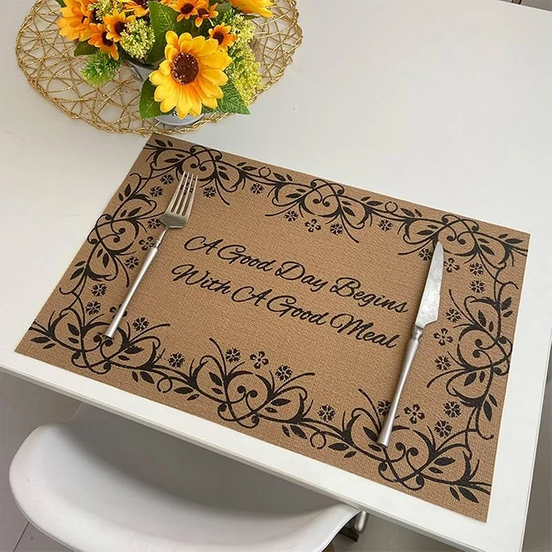 Besuche den Epinki-Store Epinki Tischsets Weihnachten Quadratisch, 2er Set PVC Platzmatten Weihnachten Blumen Blatt Muster Anti-Rutsch, Tischuntersetzer Vintage Schwarz für Tisch, Bar, 30x45CM — Küche & Haushalt