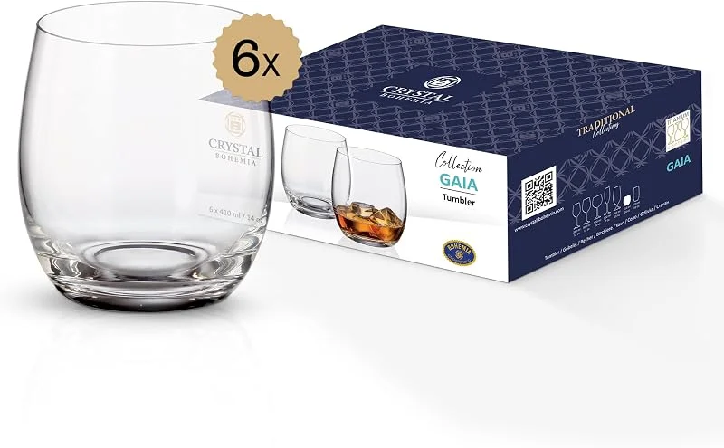 Besuche den CRYSTAL BOHEMIA-Store CRYSTAL BOHEMIA Tumbler Glas-Set - 6er Set, je 410 ml, spülmaschinenfest, robust, kratzfest & elegant - Vielseitige Kristallgläser für Whisky, Cocktails & Softdrinks - Ideal als Geschenk — Wein und Festtafel
