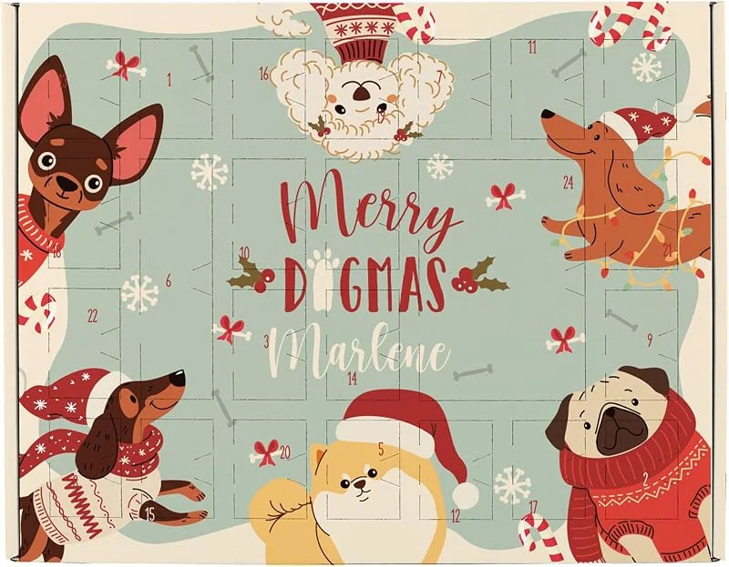 Besuche den Herz & Heim-Store Herz & Heim® Adventskalender für Haustiere – DIY Kalender zum selbst Befüllen mit 24 Türchen – Weihnachtskalender für Hunde oder Katzen – personalisiert mit Name – Motivwahl Hund oder Katze (Hunde) — Advent und Tisch