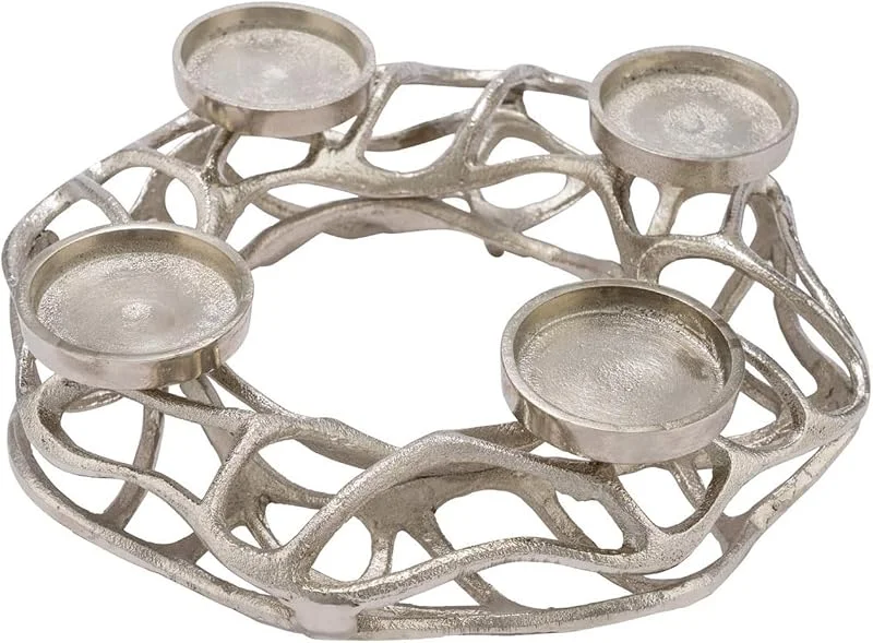 Besuche den Spetebo-Store Alu Adventskranz für 4 Stumpenkerzen, 28 cm, Design Gitterkranz — Weihnachtsdeko