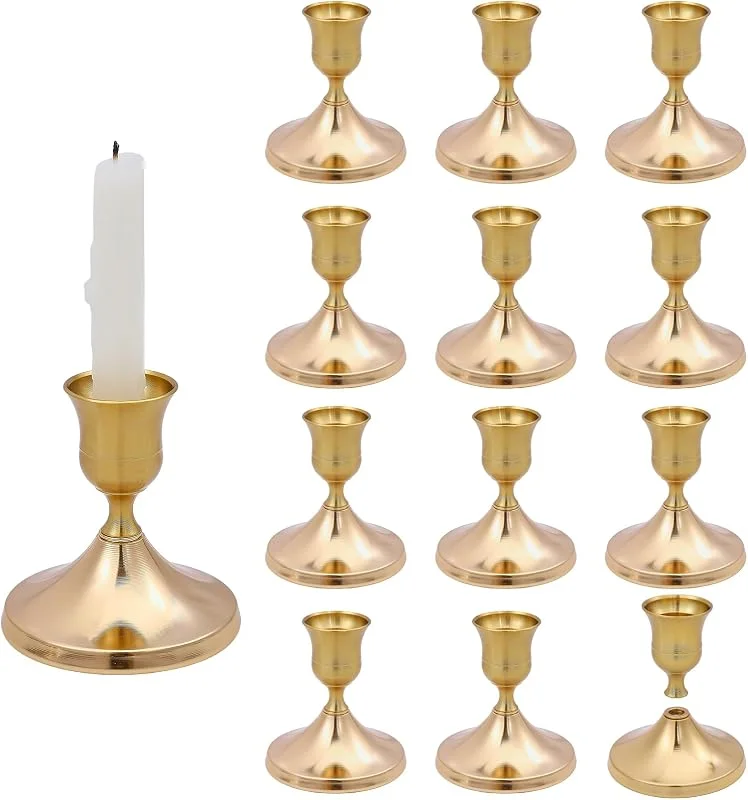 Besuche den GLOBLELAND-Store GLOBLELAND 12er Set goldene Legierungs-Kerzenständer dekorativ — Kerzenlicht Abendessen