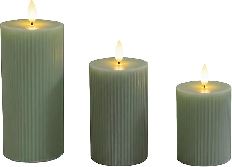Besuche den Relaxdays-Store Relaxdays LED Kerzen, 3er Set, 3 Größen, flackernde Flamme, Farbwahl — Kerzenlicht Abendessen