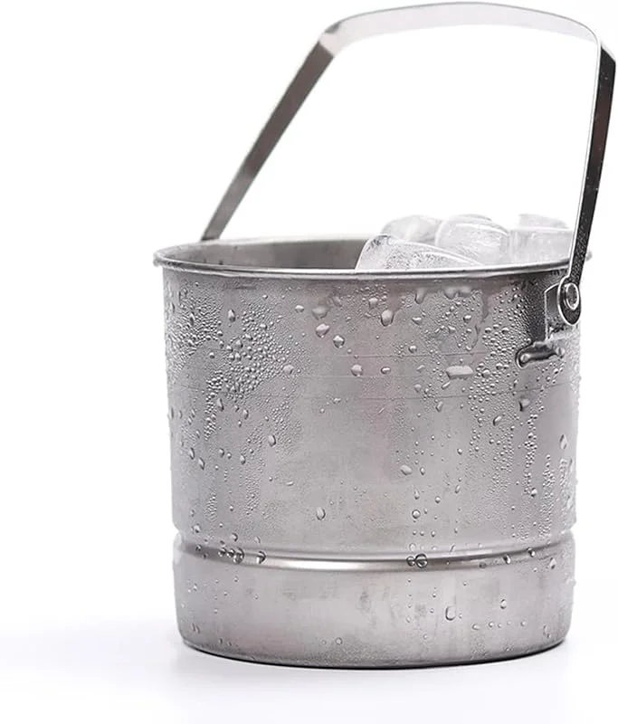 Marke: Lijiaxiuyc-101 eiskübel Edelstahl-Eimer, Metall-Biereimer, 1 l, silberner Metalleimer, Stahlbehälter mit Griff for Wein, Champagner, Bar, Küche, drinnen und draußen, Urlaub, Partyzubehör sektkübel — Wein und Festtafel