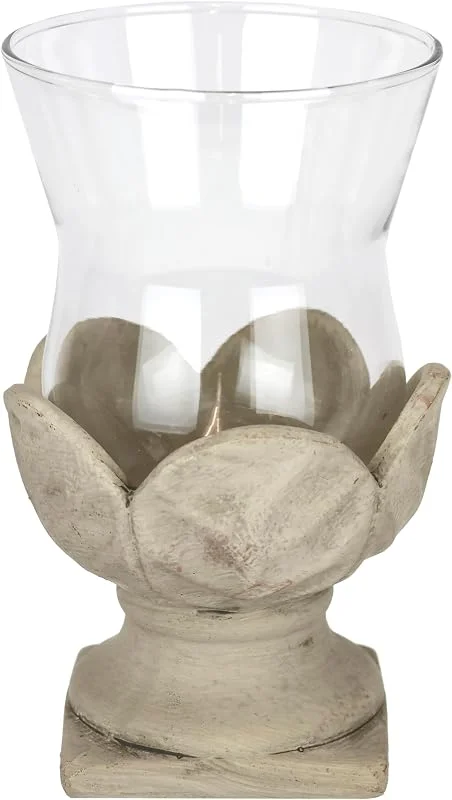 Besuche den Flair Flower-Store Windlicht mit Glas und Terrakotta Antik-Optik Outdoor Kerzenhalter Kerzenständer Terrasse Deko-Vase Tisch-Deko Gartendeko Weihnachten Laterne Deko-Objekt Pokal Vase Accessoire, 20cm — Kerzenlicht Abendessen