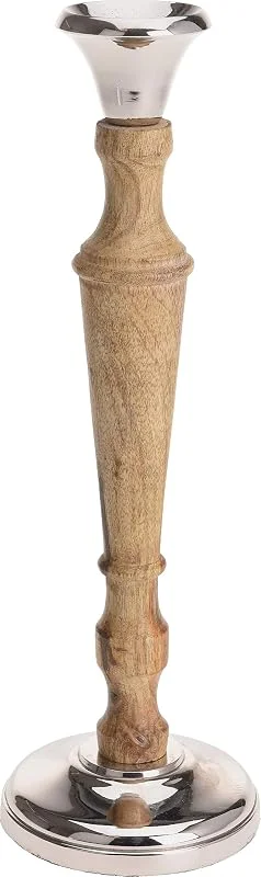 Besuche den DEKO-Store Deko CHICCIE Holz Kerzenständer auf Metall Sockel 32cm - Kerzenhalter Kerzenleuchter — Kerzenlicht Abendessen