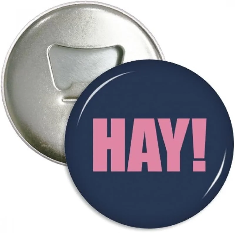 Marke: DIYthinker HAY Zitat schwarz Encourage Positive Hello Runde Flaschenöffner Kühlschrank Magnet Button 3 Stück Geschenk — Wein und Festtafel