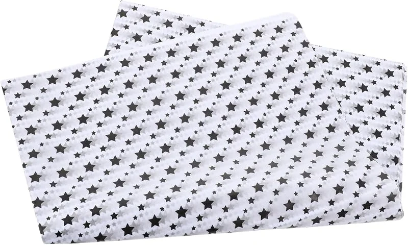 Marke: BESTOYARD 20 Blatt Schwarzes Seidenpapier mit Sternmuster — Geschenkverpackung