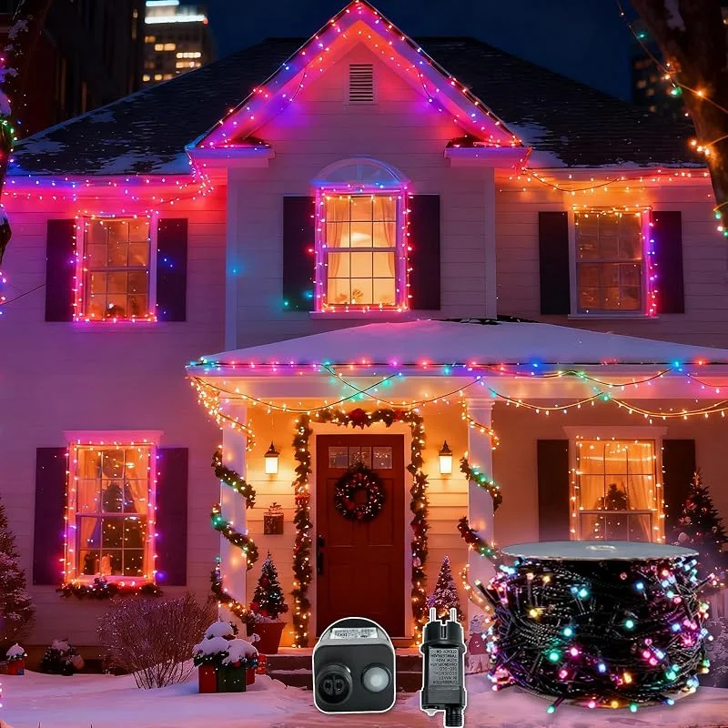Marke: Kidsgigglz Lichterkette Außen RGB, IP44 Wasserdicht LED Lichterkette 80m 800LED Innen mit 8 Modi & Speicherfunktion, 31V Niedervolt Stecker, Deko für Weihnachten Garten Terrasse Hochzeit Zimmer — Weihnachtsbeleuchtung