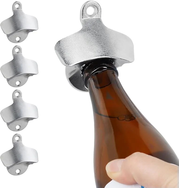 Besuche den Relaxdays-Store Relaxdays Wandflaschenöffner 5er Set, stabile Bieröffner zum Anschrauben, Wandöffner für Flaschen, Bar, Metall, Silber — Wein und Festtafel