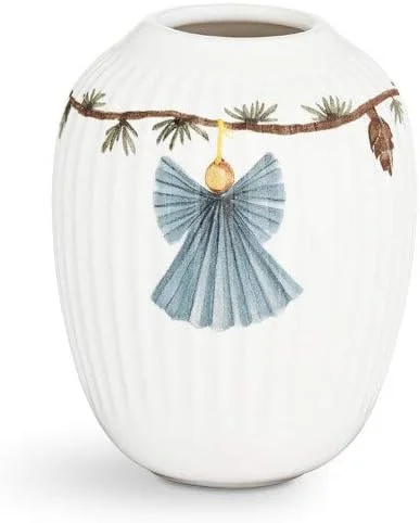 Besuche den HAK Kähler-Store Kähler Vase H10.5 cm Hammershøi Christmas Handarbeit mit Aquarellmalerei, Weiss — Advent und Tisch