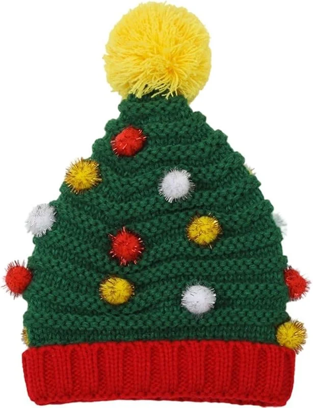 Marke: Fituenly Winter-weihnachtsmütze, Weihnachtsmann-kostüm, Weihnachtsbaum-Form, Süße Beanie-mütze, Wärmer, Gehäkelte Mützen Bommel Für Erwachsene — Weihnachtsmode