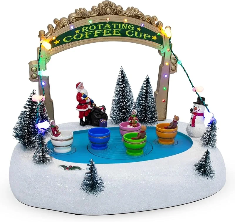 Besuche den Spetebo-Store Spetebo LED Weihnachtsszene Eisbahn mit Kaffee Tassen mit Musik - 27 x 21 cm - Deko Winterstadt Szene beleuchtet Batterie betrieben - Weihnachtsdorf Szene Tischdekoration Weihnachtsdeko