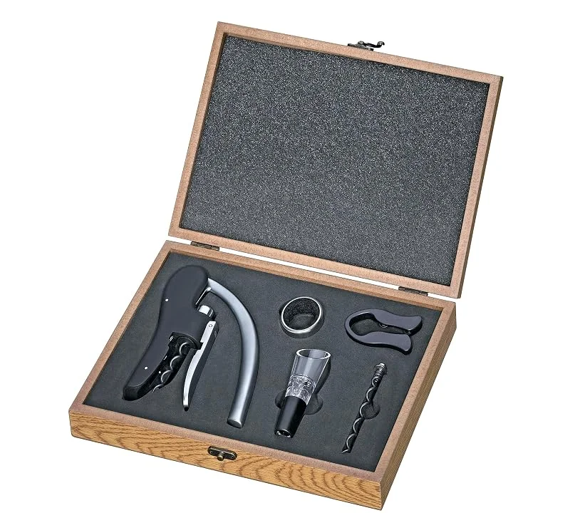 Besuche den Cilio-Store cilio Weinset TRENTINO 5-teilig, Korkenzieher, Ausgießer, Tropfenfänger, Folienschneider, Ersatzspirale, Holzbox, Geschenkset — Wein und Festtafel