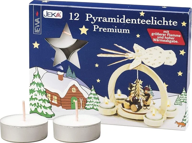 Marke: Ebersbacher Kerzenfabrik GmbH Ebersbacher Kerzenfabrik JEKA 12 Premium Pyramiden Teelichter in weiß — Weihnachtsdeko