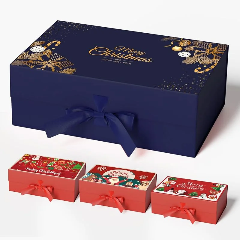Besuche den GIFTSAY-Store GIFTSAY Magnetische Weihnachts-Geschenkboxen mit goldenem Muster, 32, 2 x 20, 3 x 11, 4 cm, Preußischblau, einzigartiges Design, Weihnachtsboxen mit Deckel für Geschenke, große Papier-Geschenkbox zum — Geschenkverpackung