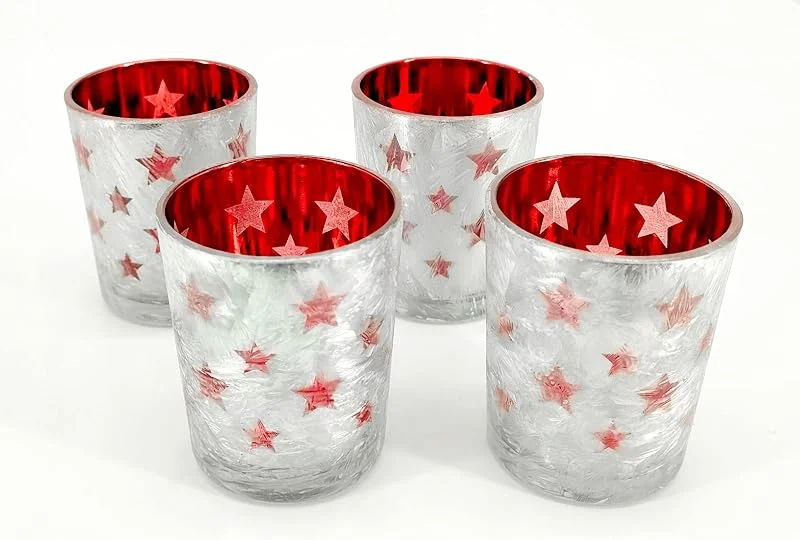 Marke: DECOLINE Teelicht-Halter 4 Stück aus Glas rot — Advent und Tisch