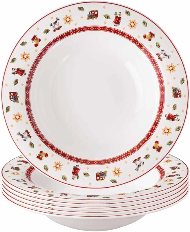 Villeroy & Boch – Toy's Delight Specials Suppenteller 6er Set Weiß, Spülmaschinenfest, Mikrowellensicher, Tiefer Teller Für Suppen, Salate & Pasta, Weihnachtsgeschirr, Nudelteller, Premium Porzellan — Advent und Tisch