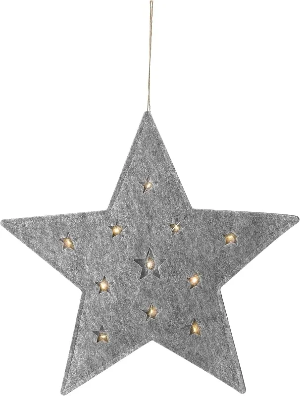 Besuche den Spetebo-Store Spetebo Stern aus Filz zum Hängen mit 12 LED - 45 cm - Batterie betrieben mit Timer - Weihnachts Winter Fenster Wand Schmuck Dekoration farblich sortiert — Weihnachtsdeko