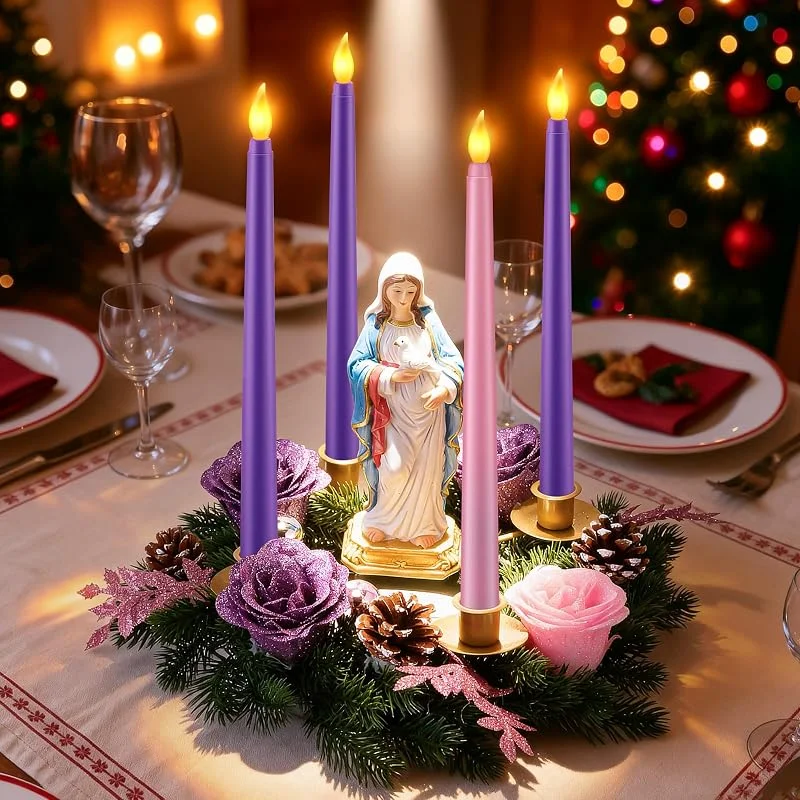 Marke: ElectricWise 30cm Weihnachten Adventskranz Kerzenhalter Set Jungfrau Maria Stabkerze — Kerzenlicht Abendessen